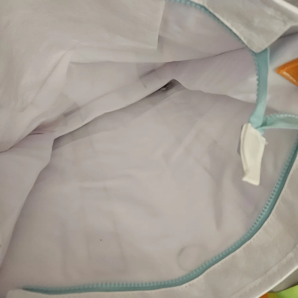 Drunk Elephant White Tote with Lime & Orange Patterned Straps - Picture 6 of 7